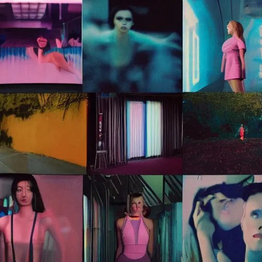 Image similar to nike campaign in the style of tyler mitchel, blue rays, redshift, wide shot, coloured polaroid photograph, pastel, kodak film, hyper real, stunning moody cinematography, by maripol, fallen angels by wong kar - wai, 3 5 mm, style of suspiria and neon demon, david hockney, detailed, film photography