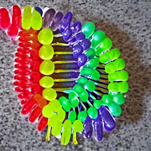 Prompt: dna spiral!!!! made of jelly beans