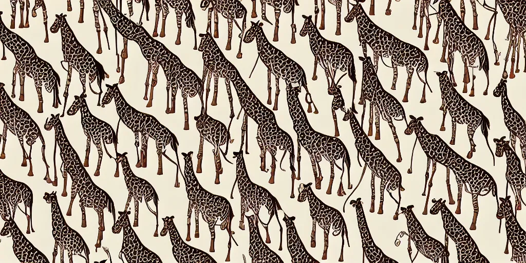 Image similar to giraffe army, illustration, cartoon