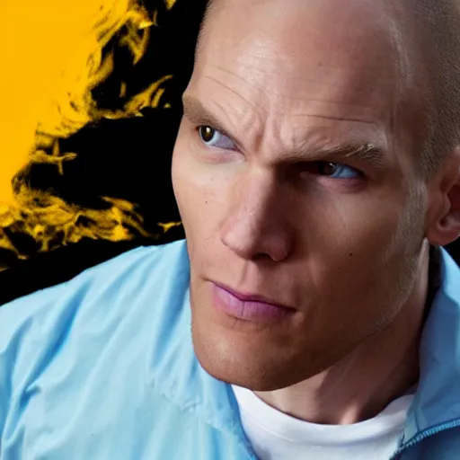 Image similar to Live Action Still of Jerma in Breaking Bad, real life, hyperrealistic, ultra realistic, realistic, highly detailed, epic, HD quality, 8k resolution, body and headshot, film still