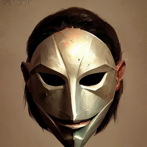 Prompt: front anonymous mask by greg rutkowski and thomas kinkade, trending on artstation