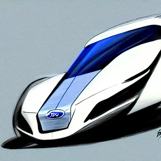 Image similar to 2050 concept of a Ford Focus flying car, concept art, sketch