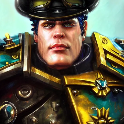 Image similar to Jotaro Kujo as a space marine Primarch, warhammer 40k, closeup character portrait art by Donato Giancola, Craig Mullins, digital art, trending on artstation