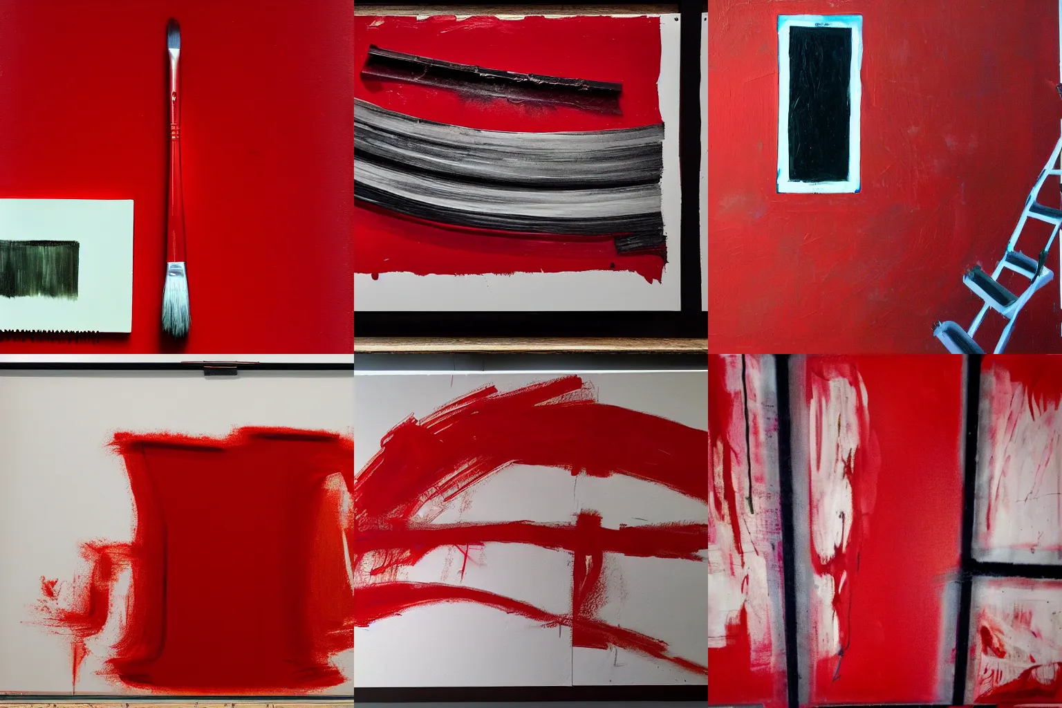 Prompt: red paint, brush strokes, futuristic, archival historic documentation