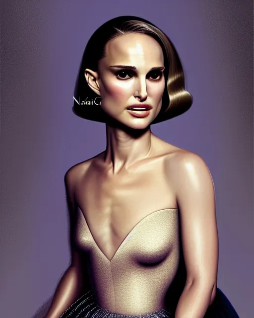 Prompt: Natalie Portman, wearing an evening gown, vera wang couture, very detailed portrait, ultrarealistic, dramatic lighting, electrical details, high details, 4k, 8k, best, accurate, trending on artstation, fur, artstation, photorealism, ultrarealistic, digital painting, style of Dali, Caravaggio, Boris Vallejo