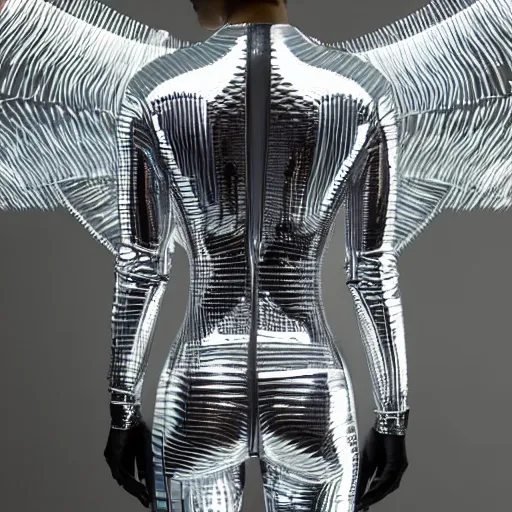 Image similar to love, diverse reflective cybersuits, from behind, connection rituals, wide wide angle, vivid, elaborate, highly detailed, beautiful lighting