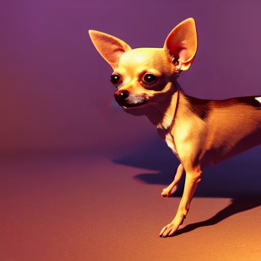 Prompt: an ascended chihuahua living in an extradimensional reality, in the style of wlop, illustration, epic, fantasy, hyper detailed, smooth, unreal engine, sharp focus, ray tracing, physically based rendering, renderman, beautiful