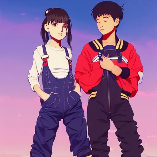 Image similar to a beautiful boyish natalie portman gravure model, wearing oversized mayan bomber jacket and leotard with overalls, bulky poofy bomber jacket with mesoamerican patterns, mesoamerican street fashion, gapmoe yandere grimdark, trending on pixiv fanbox, painted by greg rutkowski makoto shinkai takashi takeuchi studio ghibli, akihiko yoshida