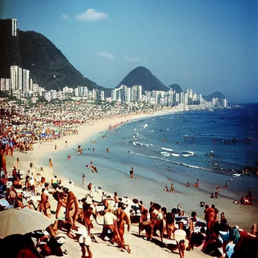 Image similar to Rio de janeiro 1970's beach, color photo by Slim Aarons