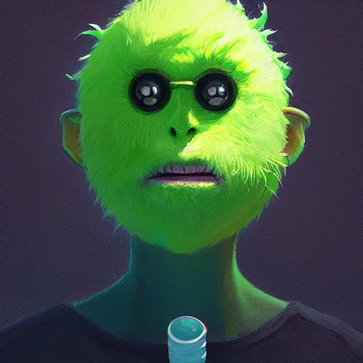 Image similar to highly detailed vfx portrait of a character of a tennis ball monster stephen bliss, chalk, unrealengine, greg rutkowski, loish, rhads, beeple, chalk, makoto shinkai and lois van baarle, ilya kuvshinov, rossdraws, tom bagshaw, basil gogos