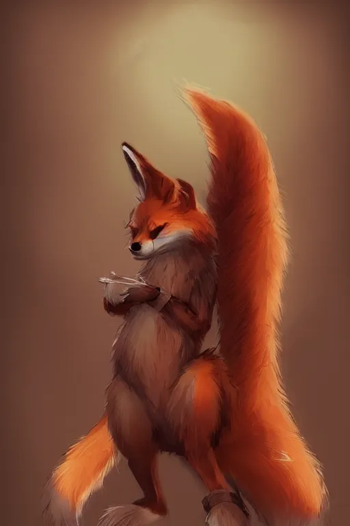 Prompt: an anthropomorphic medieval fox with a fluffy tail, backlighting, trending on artstation, digital art, furry art, trending on furaffinity, fantasy art, by kawacy