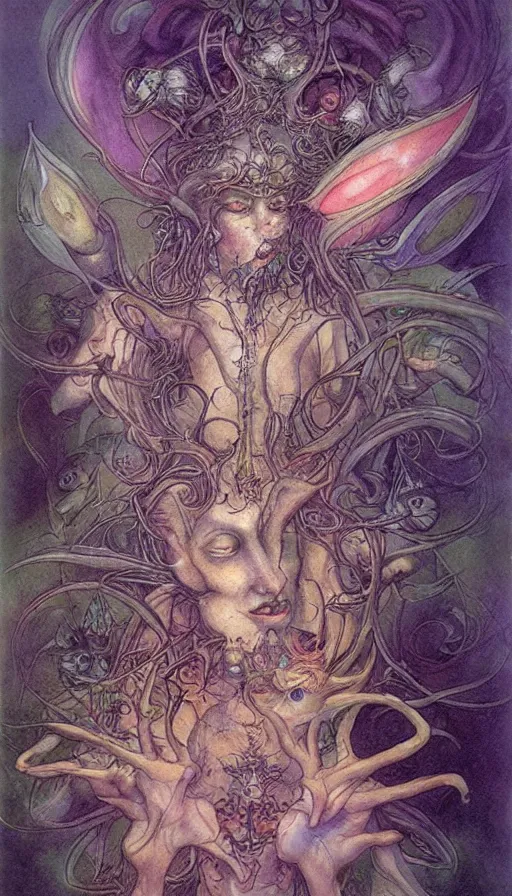 Image similar to psytrance artwork, by brian froud