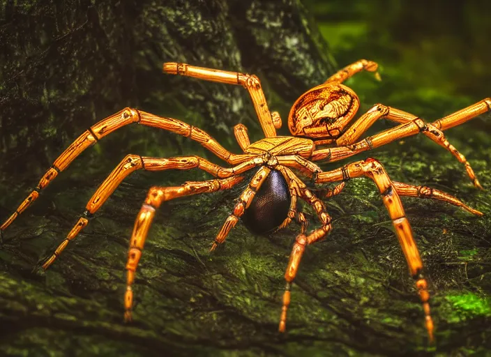 Image similar to photo of a cybernetic biomechanical spider in the forest. fantasy magic style. highly detailed 8 k. intricate. nikon d 8 5 0 5 5 mm. award winning photography.