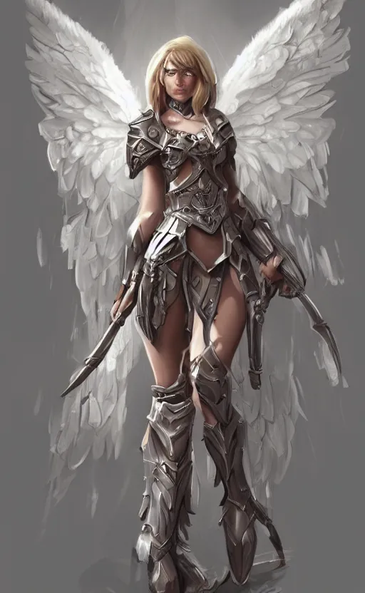 Image similar to Character Concept art of a angel knight girl. By artstation trending, cgsociety. Highly detailed