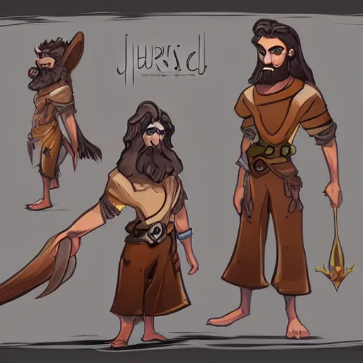 Image similar to jesus, cartoon, rpg character, humblewood art style, concept art, fantasy