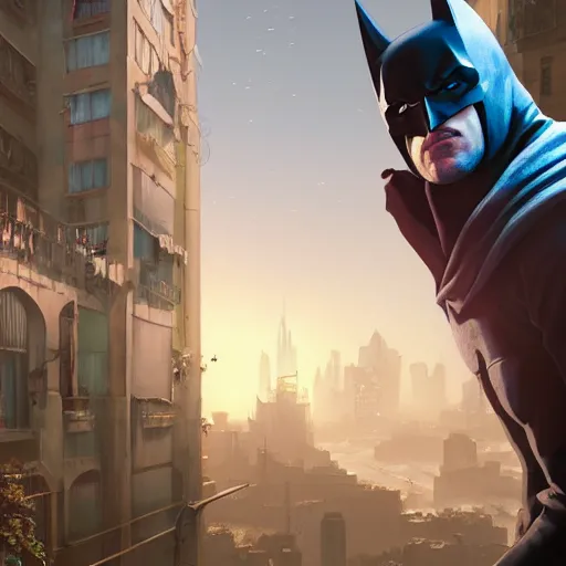 Image similar to highly detailed portrait, batman, in gta v, stephen bliss, unreal engine, fantasy art by greg rutkowski, loish, rhads, ferdinand knab, makoto shinkai and lois van baarle, ilya kuvshinov, rossdraws, tom bagshaw, global illumination, radiant light, detailed and intricate environment