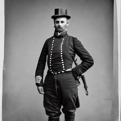 Prompt: portrait photograph of a victorian army officer wearing a waistcoat, male, victorian, detailed face, cinematic lighting, highly detailed, photograph by elliott & fry