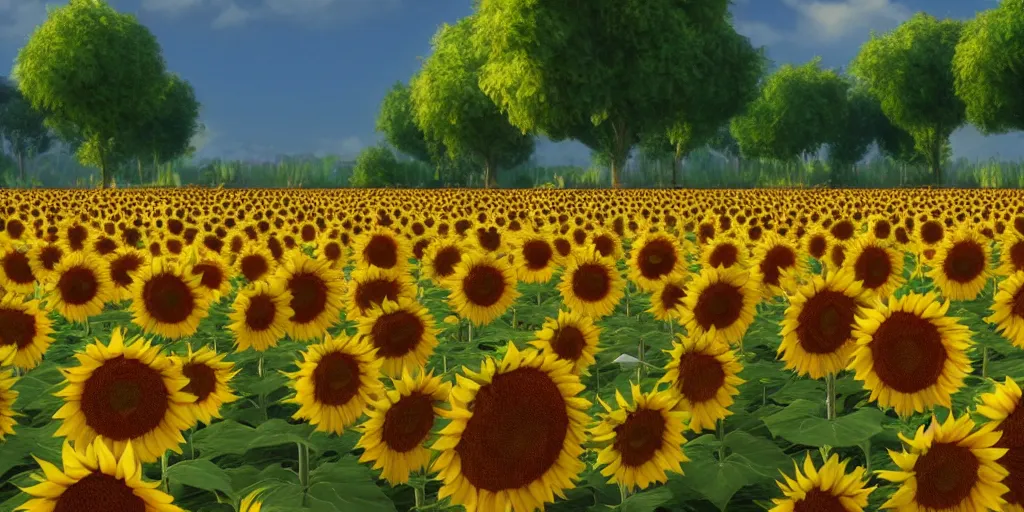 Image similar to beautiful sunflowers, unreal engine