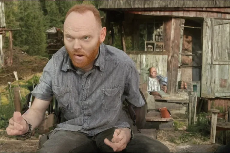 Image similar to a film still of Bill burr in Shack, high quality