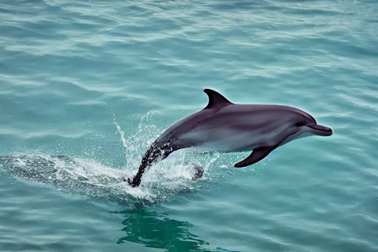 Image similar to a beautiful National Geographic photo of a dolphin with antlers