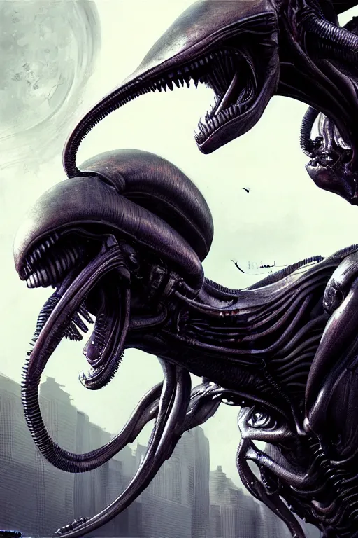 Image similar to alien xenomorph, torso portrait, intricate, elegant, volumetric lighting, scenery, digital painting, highly detailed, artstation, sharp focus, illustration, concept art, luis rollo, ruan jia, steve mccurry, john berkey