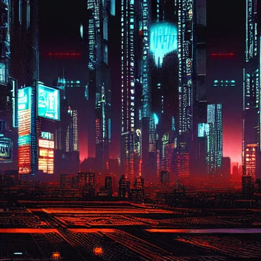 Prompt: cyberpunk landscape of Chiba City at night from Neuromancer