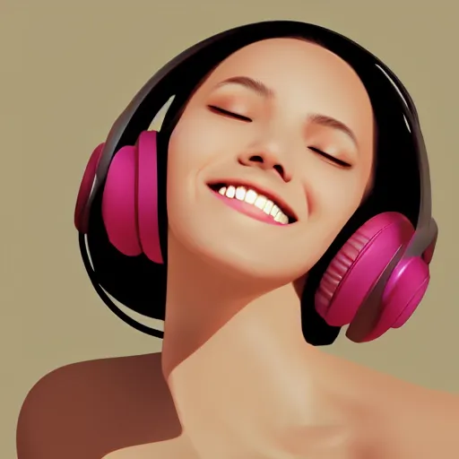 Prompt: an illustration of a beautiful woman listening to music and smiling by Dao Trong Le, highly detailed, digital art, trending on artstation