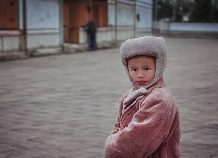 Image similar to professional fine details photo portrait of kid from kazan, tatarstan kid in the postsoviet suburbia, iphone detailed photo, instagram