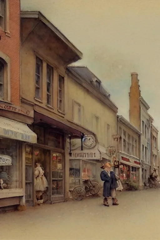 Image similar to (((((1950s small town mainstreet. muted colors.))))) by Jean-Baptiste Monge !!!!!!!!!!!!!!!!!!!!!!!!!!!