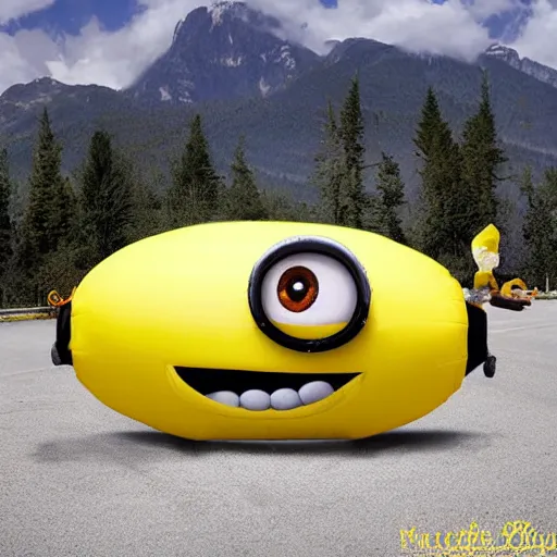 Image similar to minion blimp realstic photo