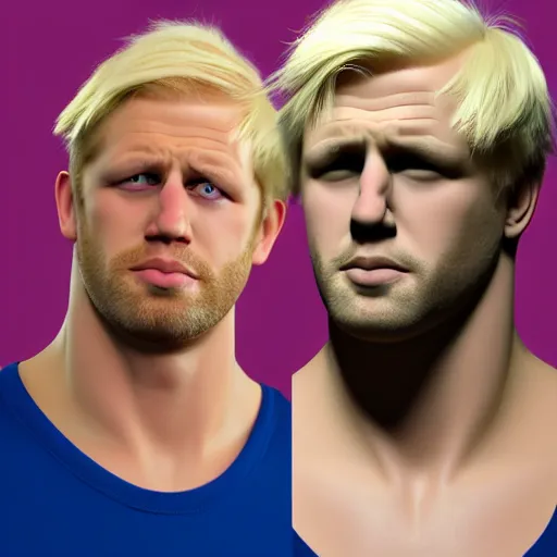 Prompt: muscular chad gigachad boris johnson with thick blonde hair, boris johnson as a chad with thick blonde hair, strong jawline, good posture, realistic, hyperrealistic, 8 k resolution, highly detailed, very detailed, hd quality, intricate details, trending on artstation