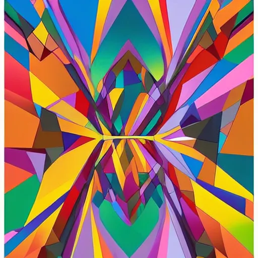Prompt: Abstract painting rgeometric architectures blend with organic shapes, Pop Surrealism, Essence of street forms, Geometric structures and multicolored prints, Colorful, High Detail, Symmetry, Poster-H 768
