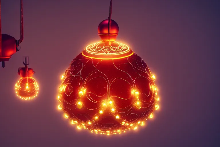 Image similar to a detailed concept art of a jingle bell made from wire and lights, trending on artstation, digital art, 4 k, intricate, octane render, sharp focus