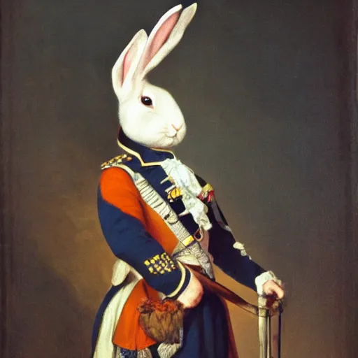 Image similar to a rabbit dressed as a napoleonic officer