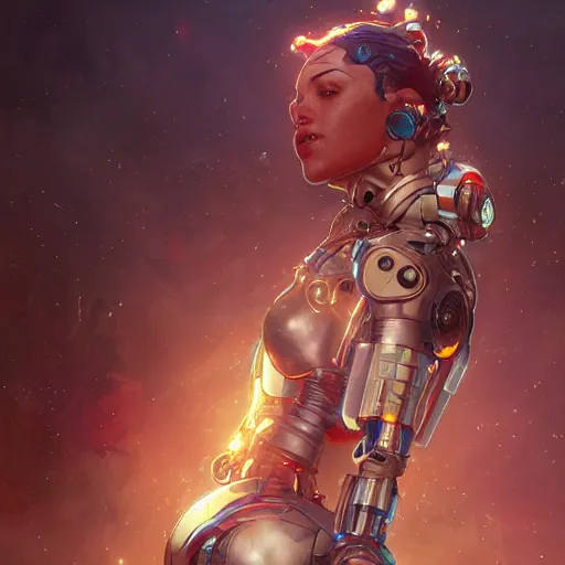 Image similar to cyborg droid entanglement milky way, epic lighting, sketch illustration, ultra detailed, art by artgerm and greg rutkowski and alphonse mucha