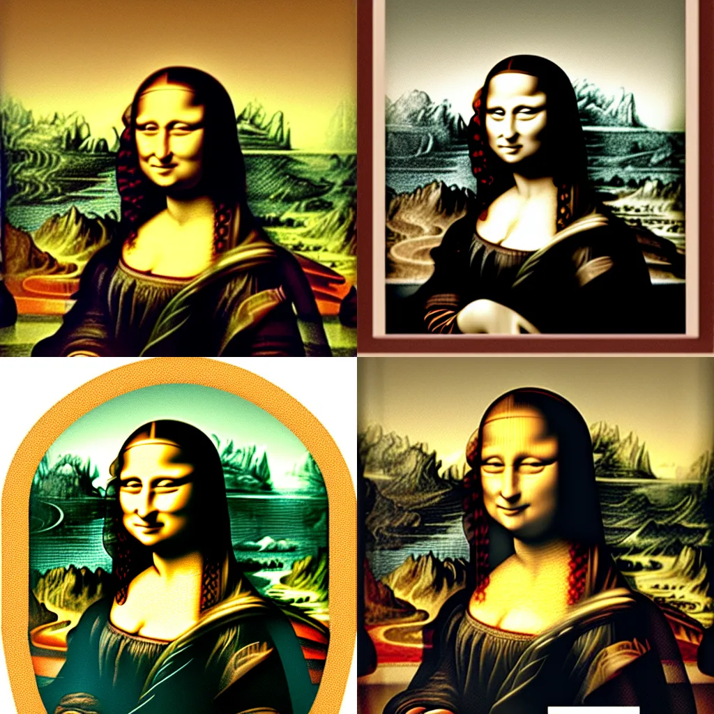 Prompt: the mona lisa in the style of david carson, graphic design