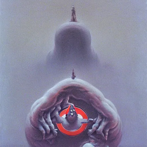 Prompt: ghostbusters logo by zdzislaw beksinski