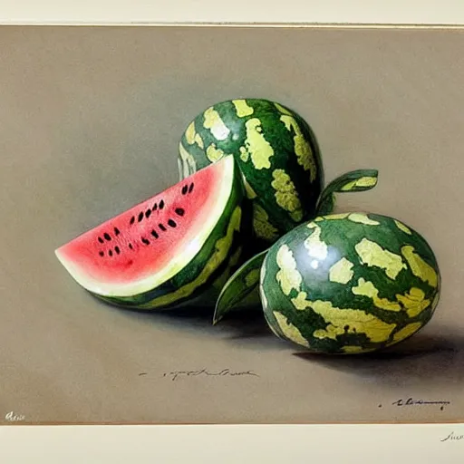 Prompt: ( ( ( ( ( watermelon with vanilla ice cream. muted colors. ) ) ) ) ) by jean - baptiste monge!!!!!!!!!!!!!!!!!!!!!!!!!!!