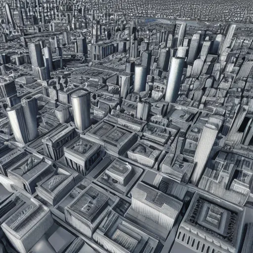 Prompt: a 3D render of a city, 4k,