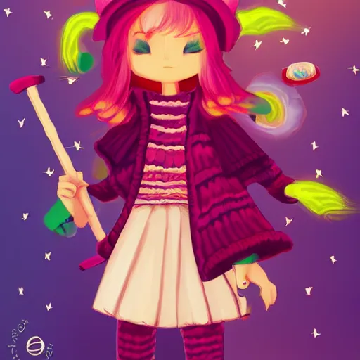 Image similar to knit candypunk sorcerer, high - quality, character design!!!! beautiful lighting, magicpunk, dollpunk, 1 6 k, oled