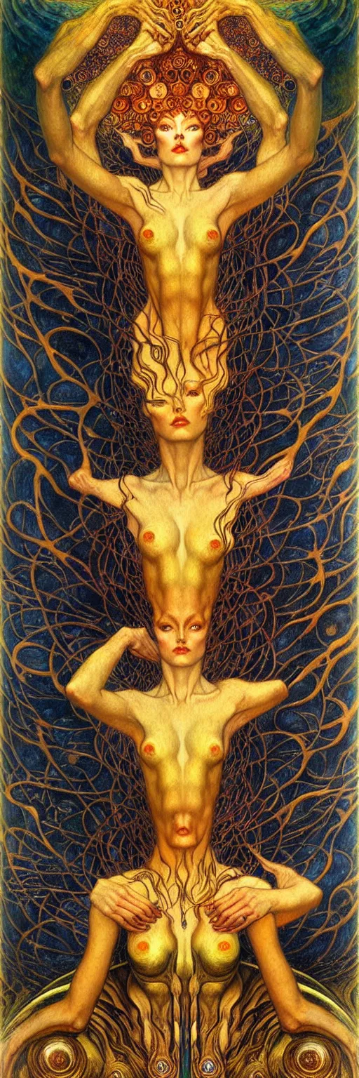 Image similar to Divine Chaos Engine by Karol Bak, Jean Delville, William Blake, Gustav Klimt, and Vincent Van Gogh, symbolist, visionary