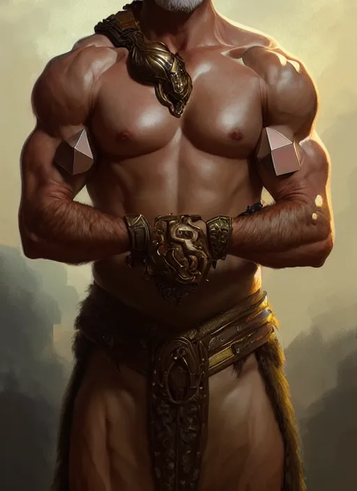 Image similar to portrait of greg davies, d & d, muscular! fantasy, intricate, elegant, highly detailed, digital painting, artstation, concept art, smooth, sharp focus, illustration, art by artgerm and greg rutkowski and alphonse mucha