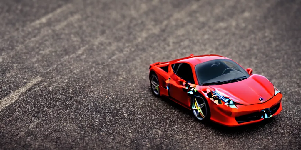 Image similar to Hot Wheels, FERRARI 458, cinematic, HD, 4K, depth of field, bokeh.