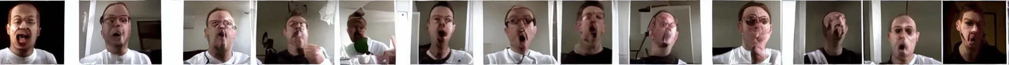 Image similar to 8 progressing consistent frames from a video of a man talking while on fire