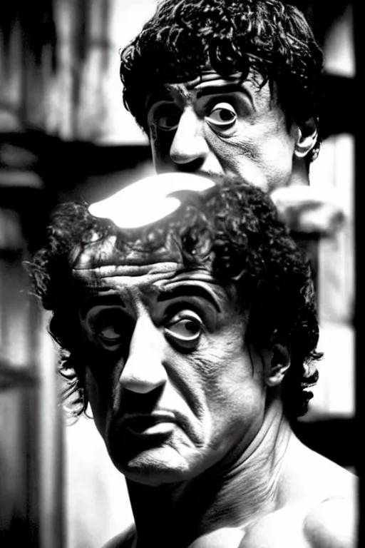 Image similar to sylvester stallone as edgar allen poe, cinematic, dramatic, mood lighting