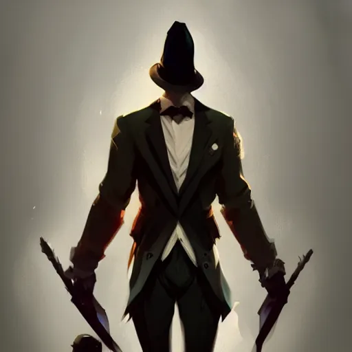 Image similar to a full body gentleman character design, league of legends wallpapers, dark fantasy, greg rutkowski, artstation, ambient lighting, digital painting