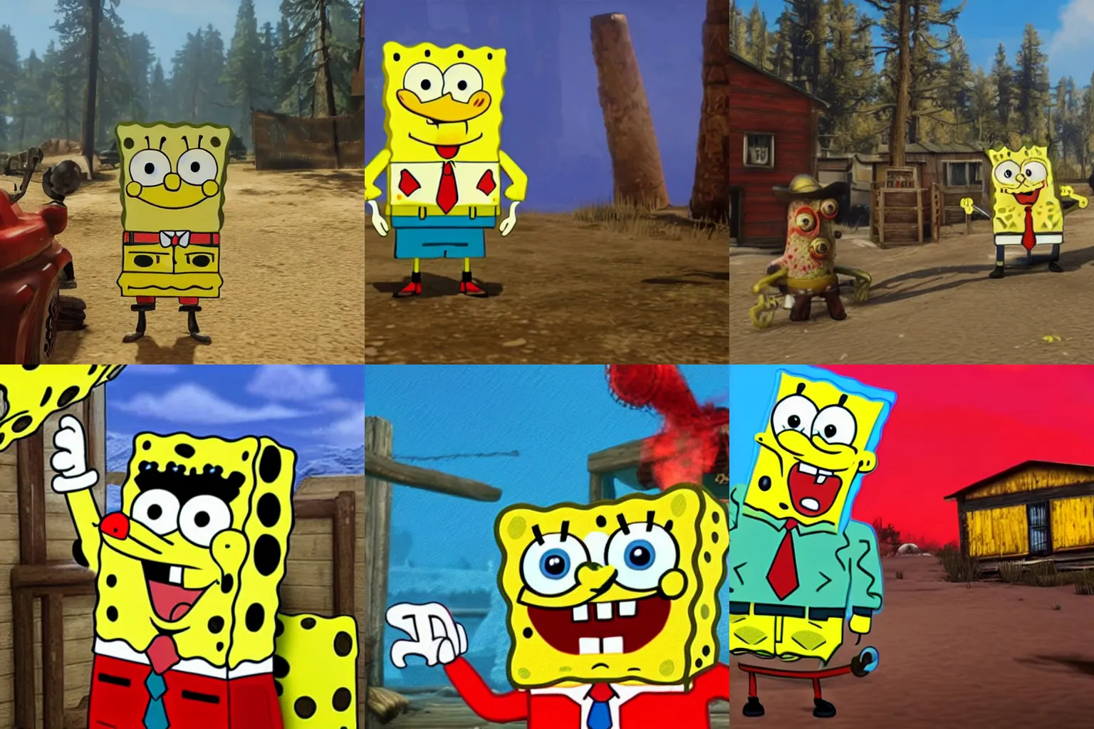 Prompt: SpongeBob in Red dead redemption