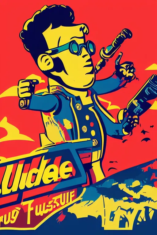 Image similar to fallout 7 6 retro futurist illustration art by butcher billy, sticker, colorful, illustration, highly detailed, simple, smooth and clean vector curves, no jagged lines, vector art, smooth andy warhol style