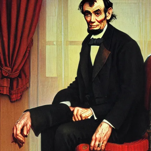 Prompt: portrait of abraham lincoln by norman rockwell