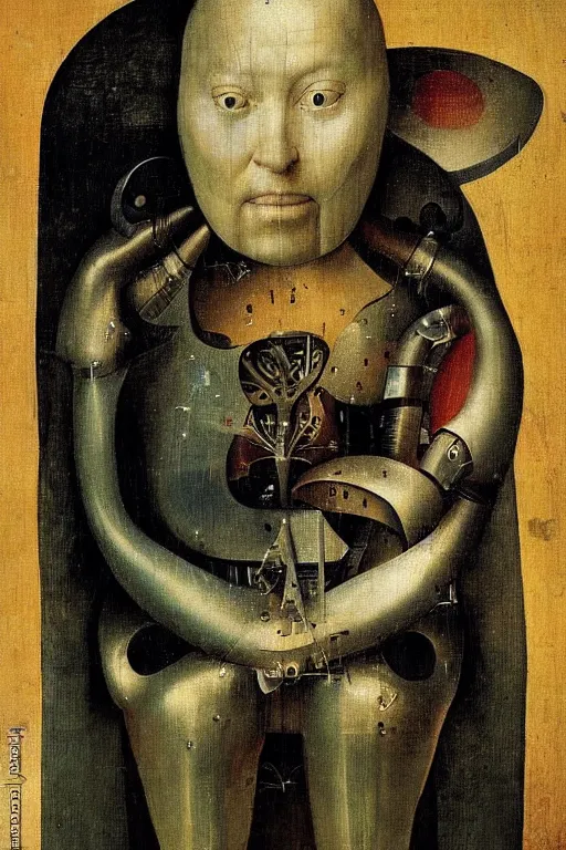 Image similar to Abstract. Portrait of a cyborg woman. Hieronymus Bosch.